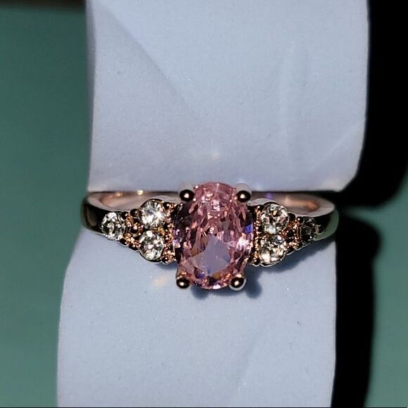 NEW Pink Sapphire 18 K Rose Gold Filled Ring 5 6 - Picture 8 of 11